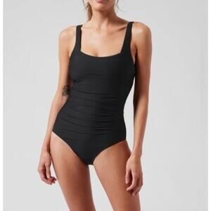 Athleta Hermosa One Piece Swimsuit Black Size XL Classic Scoop Back Swimwear